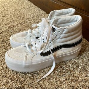 Womens Vans High Top Platform Shoes Size 6 White